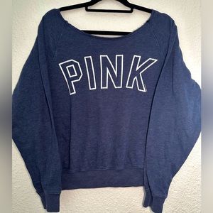 Pink Victorias Secret Womens Blouse Sweatshirt Size S Blue White